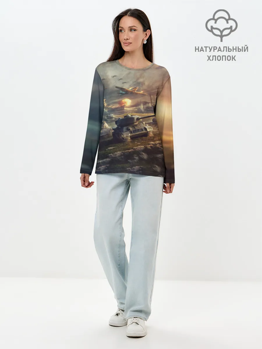 Лонгслив женский. Хлопок / Танки