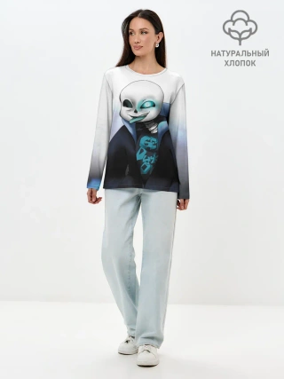 Лонгслив женский. Хлопок / Скелет