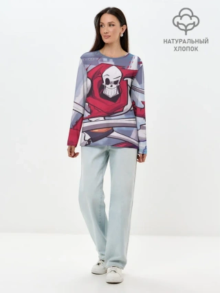 Лонгслив женский. Хлопок / Скелет