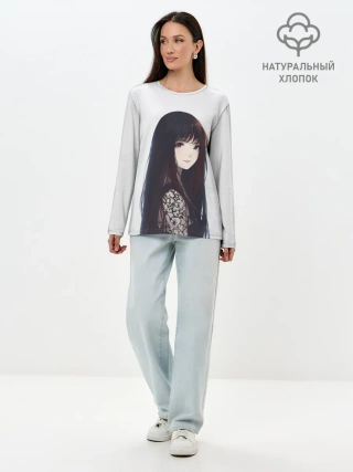 Лонгслив женский. Хлопок / Красивая аниме девушка