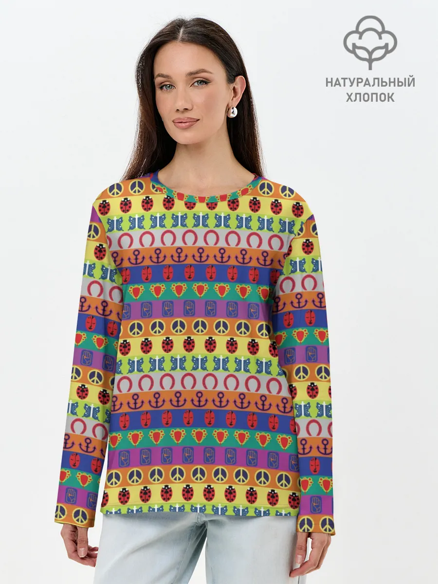 Лонгслив женский. Хлопок / JoJos Bizarre Adventure Logo