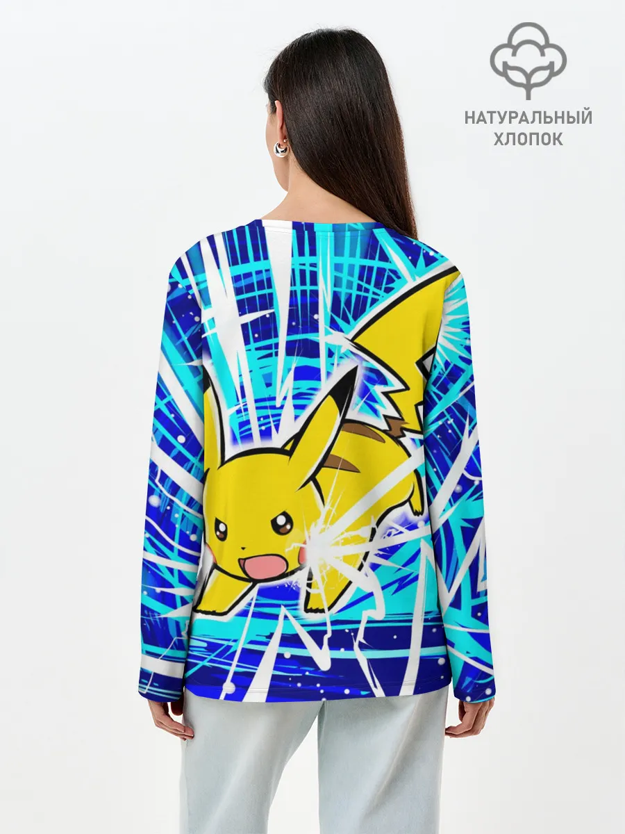 Лонгслив женский. Хлопок / Пикачу