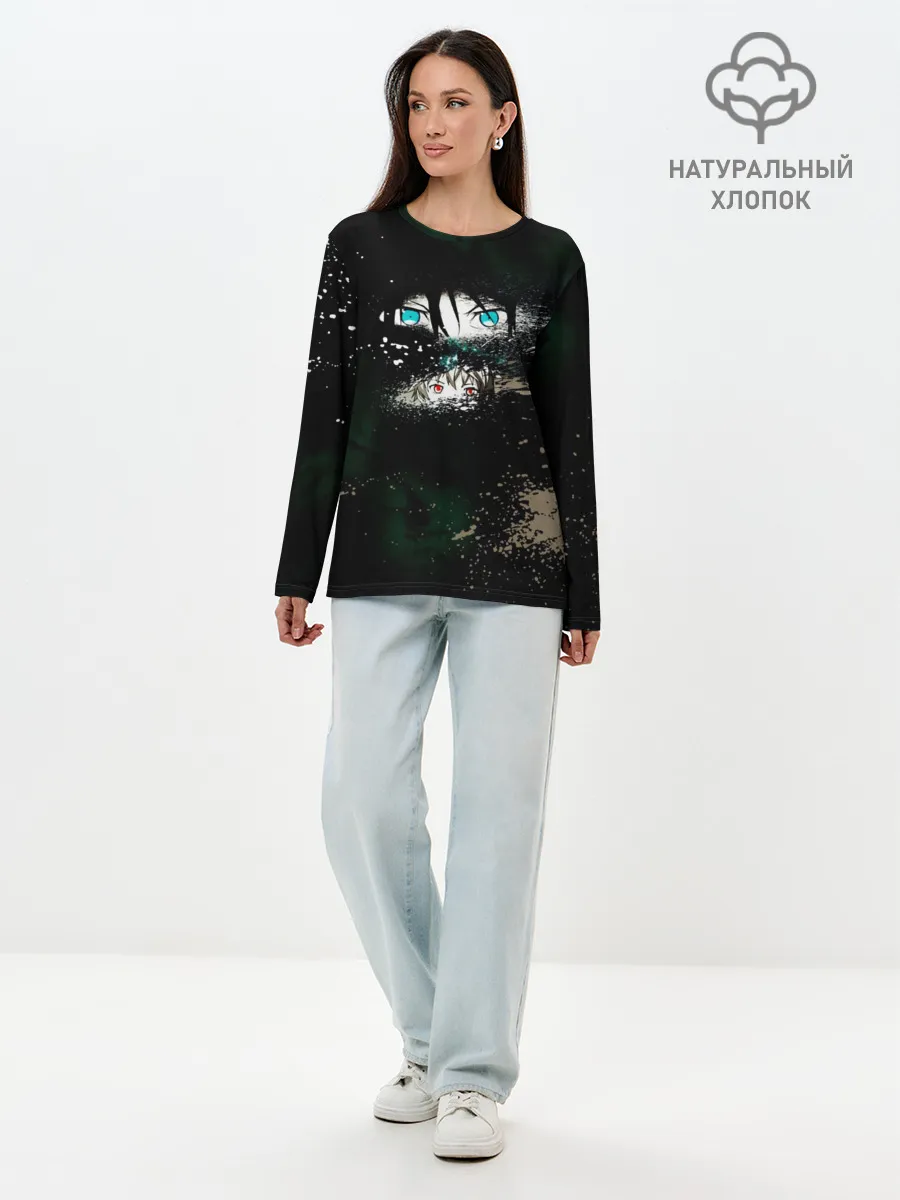 Лонгслив женский. Хлопок / Глаза Ябоку. БЕЗДОМНЫЙ БОГ