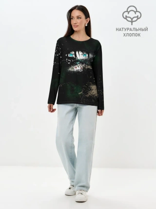 Лонгслив женский. Хлопок / Глаза Ябоку. БЕЗДОМНЫЙ БОГ