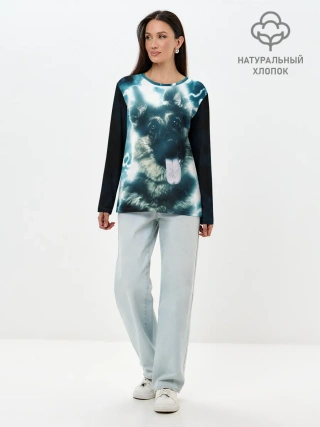 Лонгслив женский. Хлопок / Немецкая овчарка