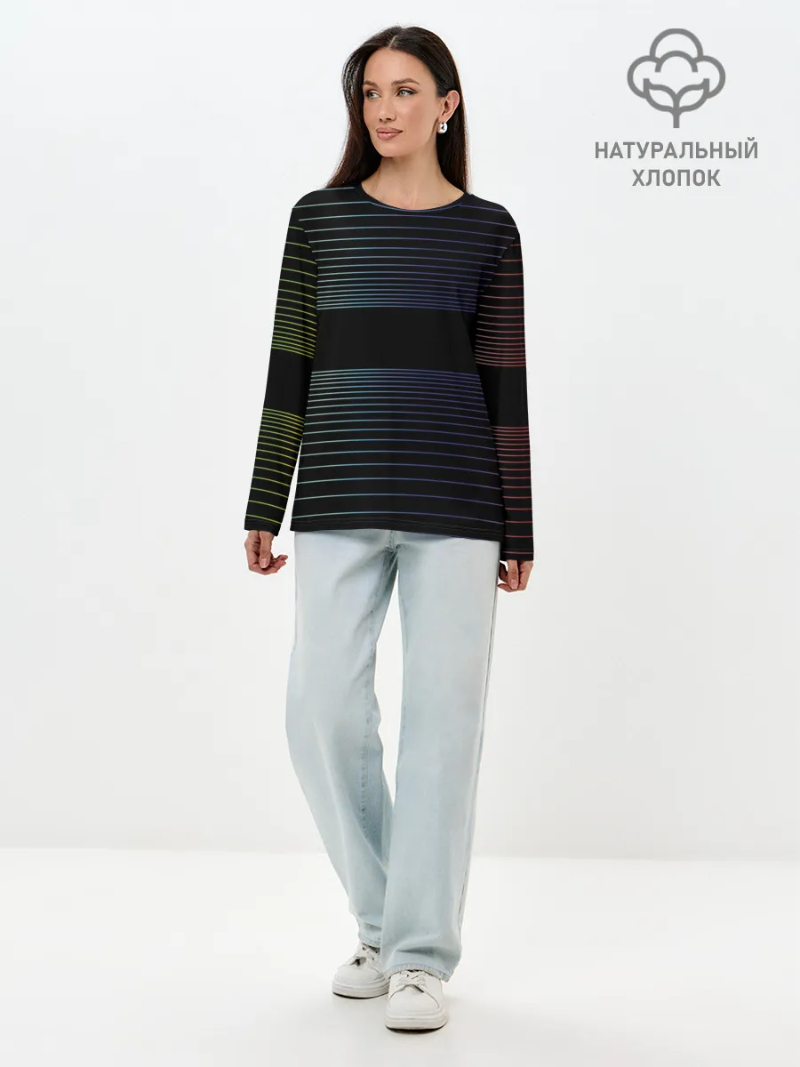 Лонгслив женский. Хлопок / Полоски