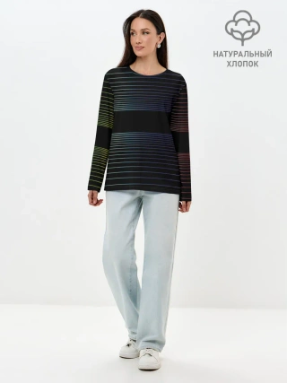 Лонгслив женский. Хлопок / Полоски
