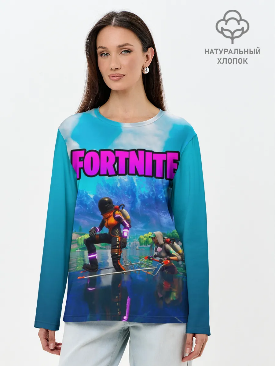 Лонгслив женский. Хлопок / Fortnite повозка