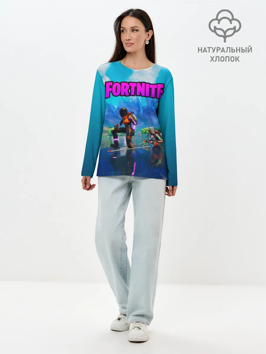 Лонгслив женский. Хлопок / Fortnite повозка