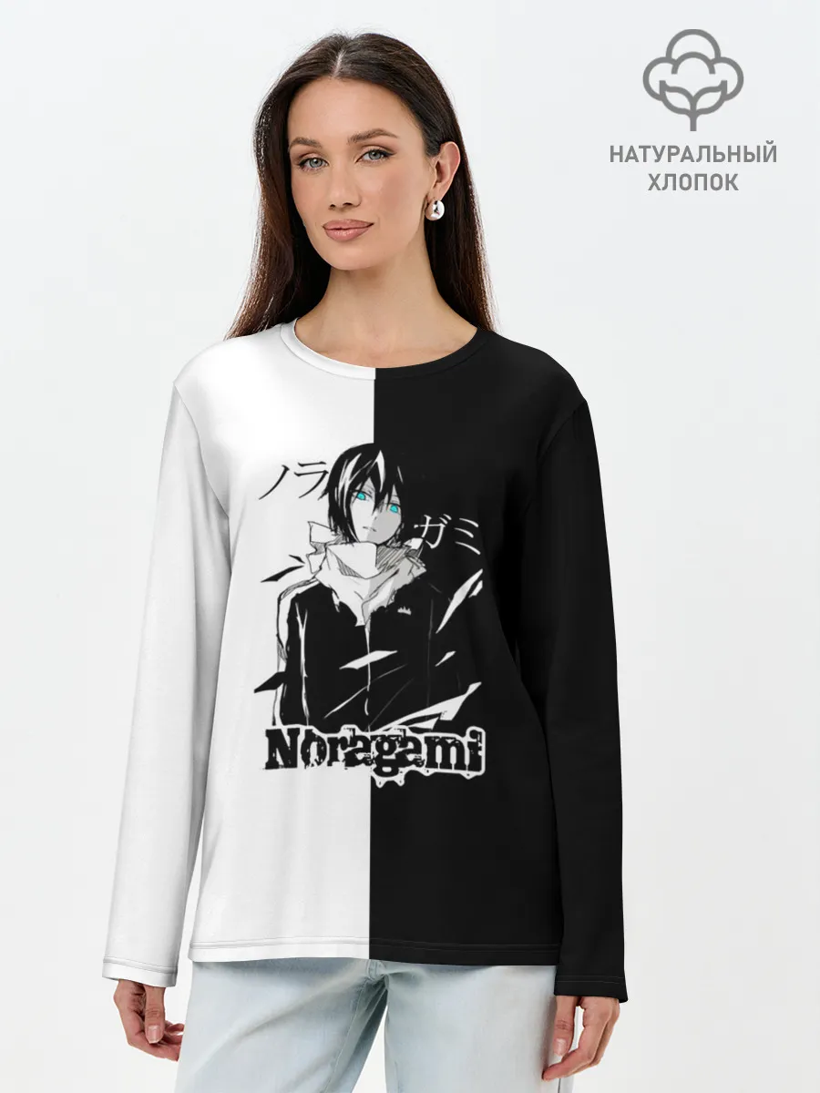Лонгслив женский. Хлопок / БЕЗДОМНЫЙ БОГ. Черное и Белое