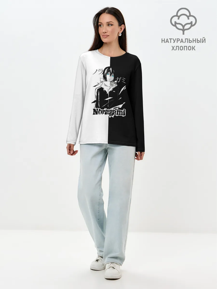 Лонгслив женский. Хлопок / БЕЗДОМНЫЙ БОГ. Черное и Белое