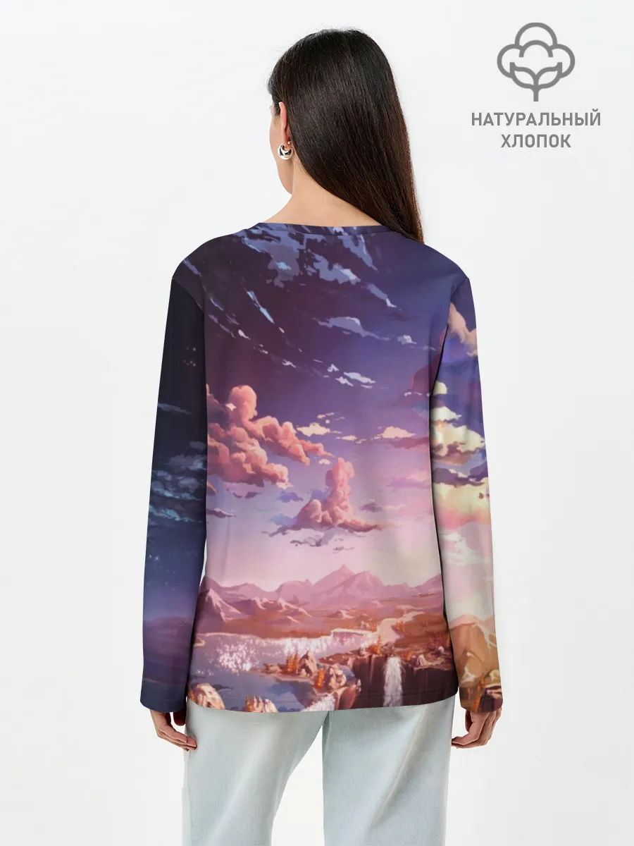 Лонгслив женский. Хлопок / Фантастический закат