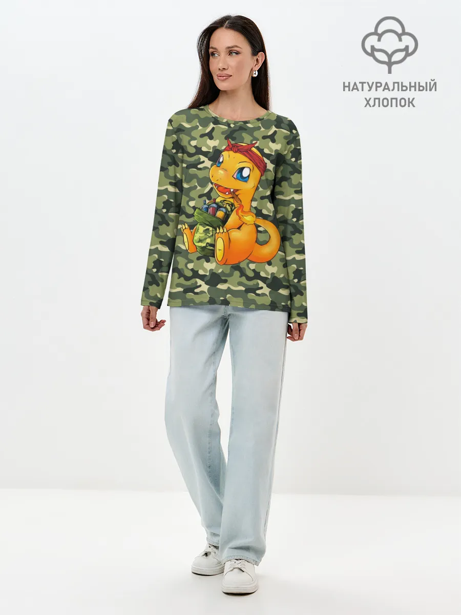 Лонгслив женский. Хлопок / Покемон Чармандер