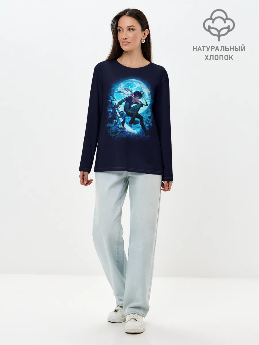 Лонгслив женский. Хлопок / Ябоку при свете Луны