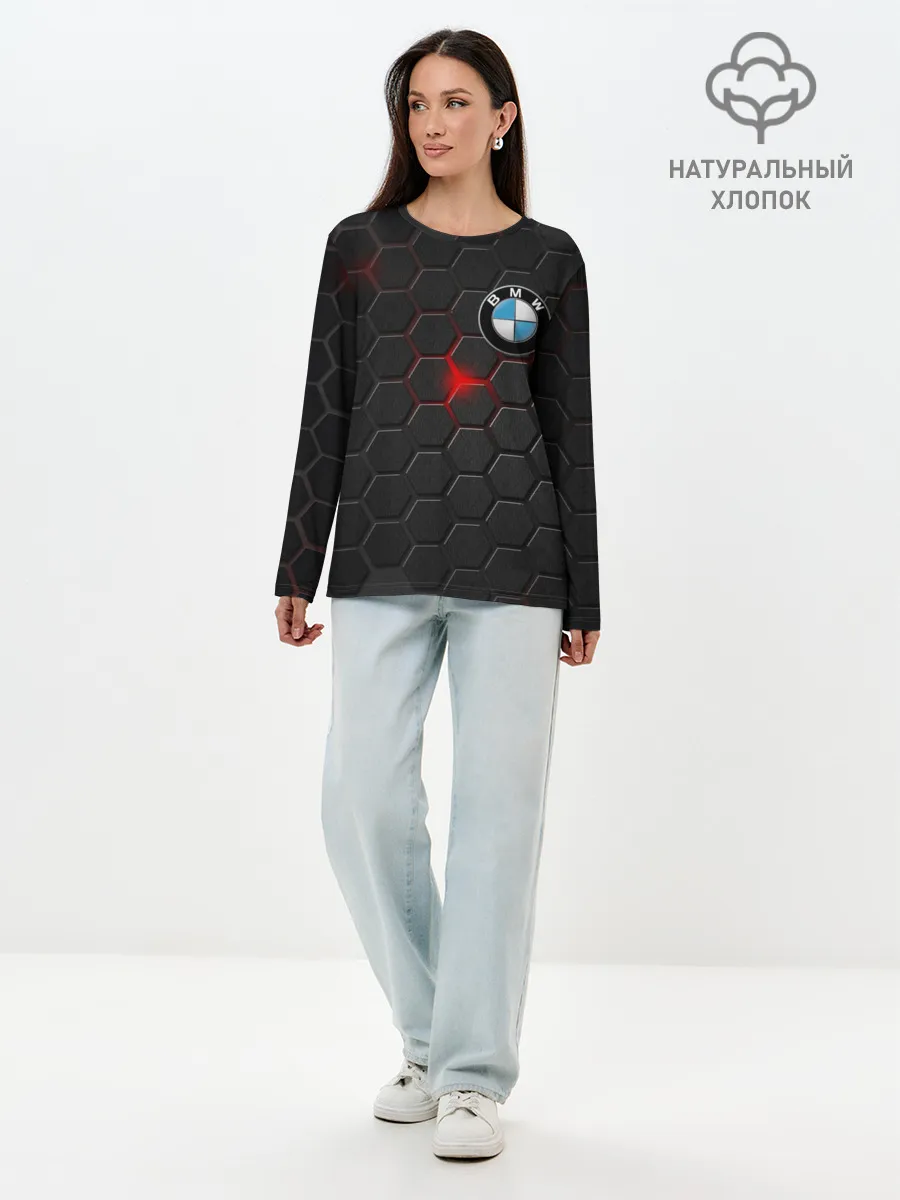 Лонгслив женский. Хлопок / Карбон и BMW