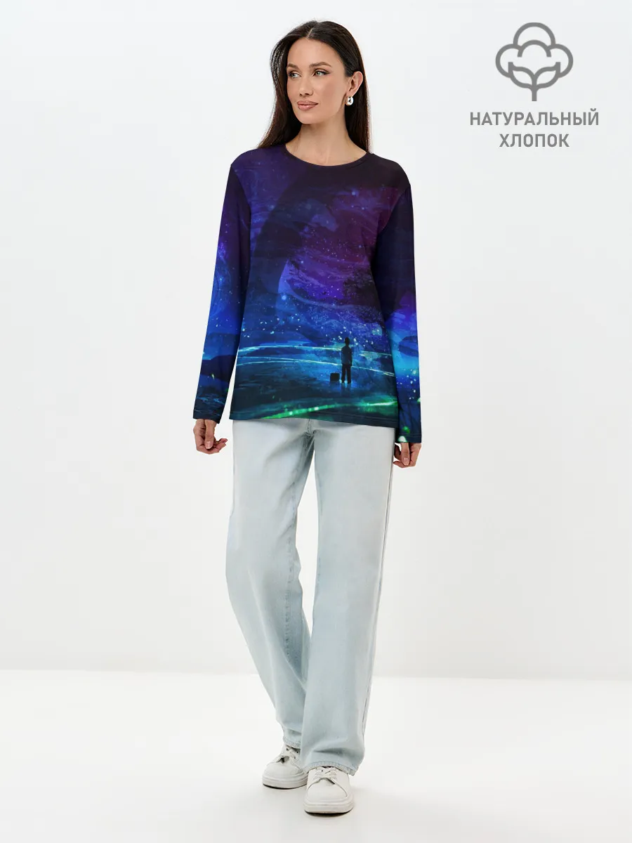 Лонгслив женский. Хлопок / Парень и космос