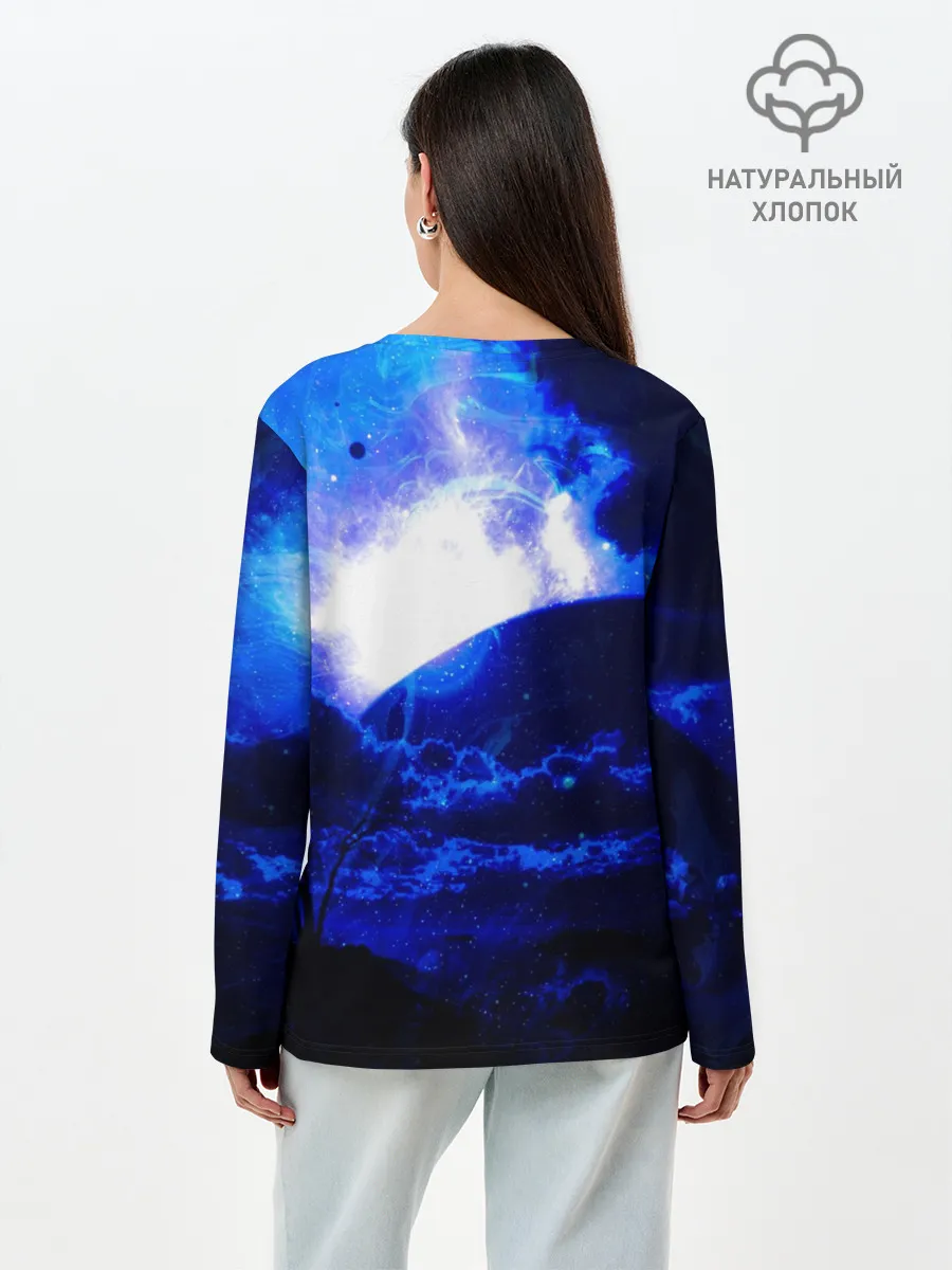 Лонгслив женский. Хлопок / Космический закат