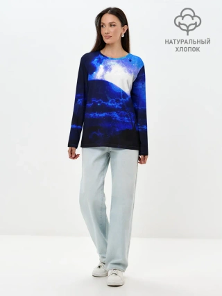 Лонгслив женский. Хлопок / Космический закат