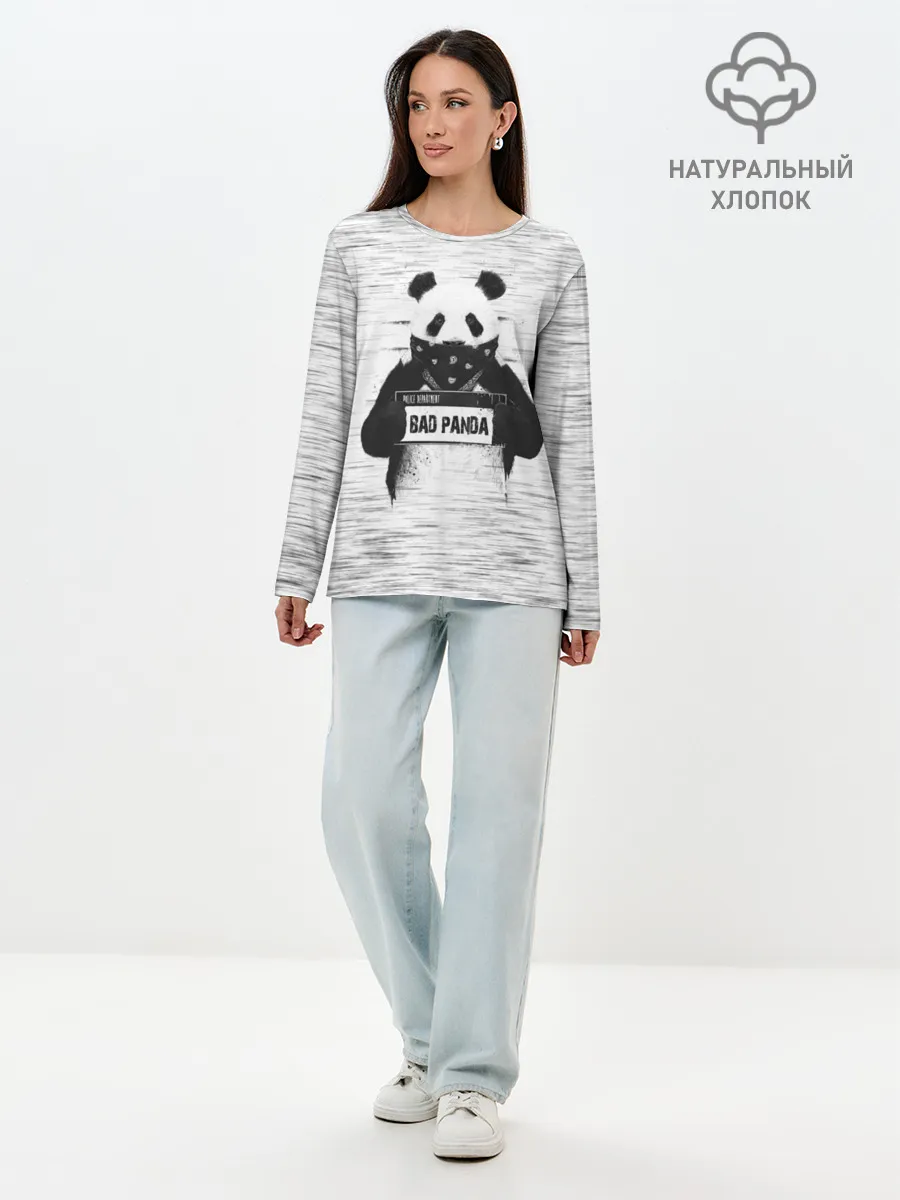 Лонгслив женский. Хлопок / BAD PANDA