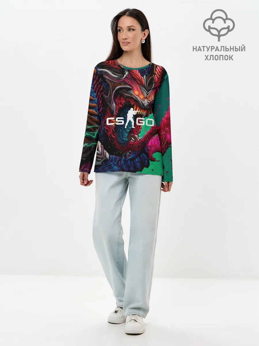 Лонгслив женский. Хлопок / CS GO hyper beast skin