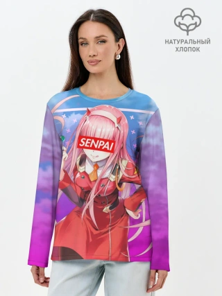 Лонгслив женский. Хлопок / Anime Senpai Girl pink