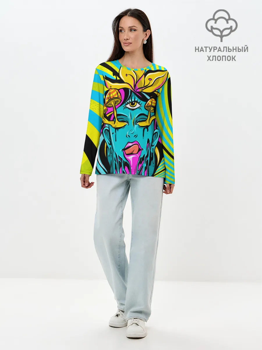 Лонгслив женский. Хлопок / Психоделика