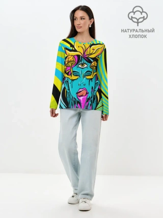Лонгслив женский. Хлопок / Психоделика