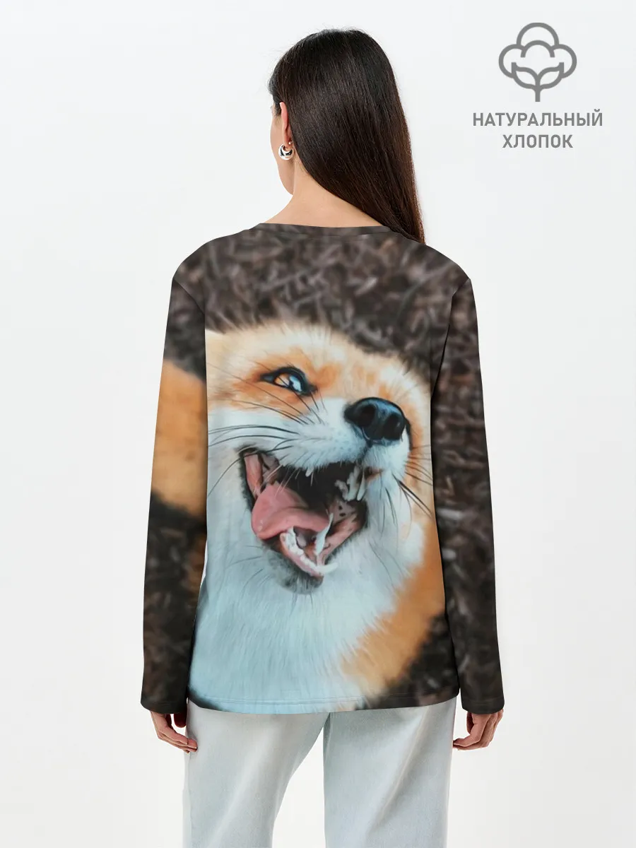 Лонгслив женский. Хлопок / Довольная лиса