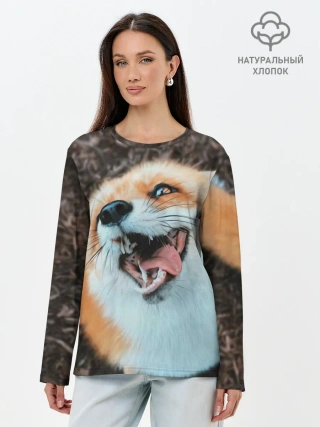 Лонгслив женский. Хлопок / Довольная лиса
