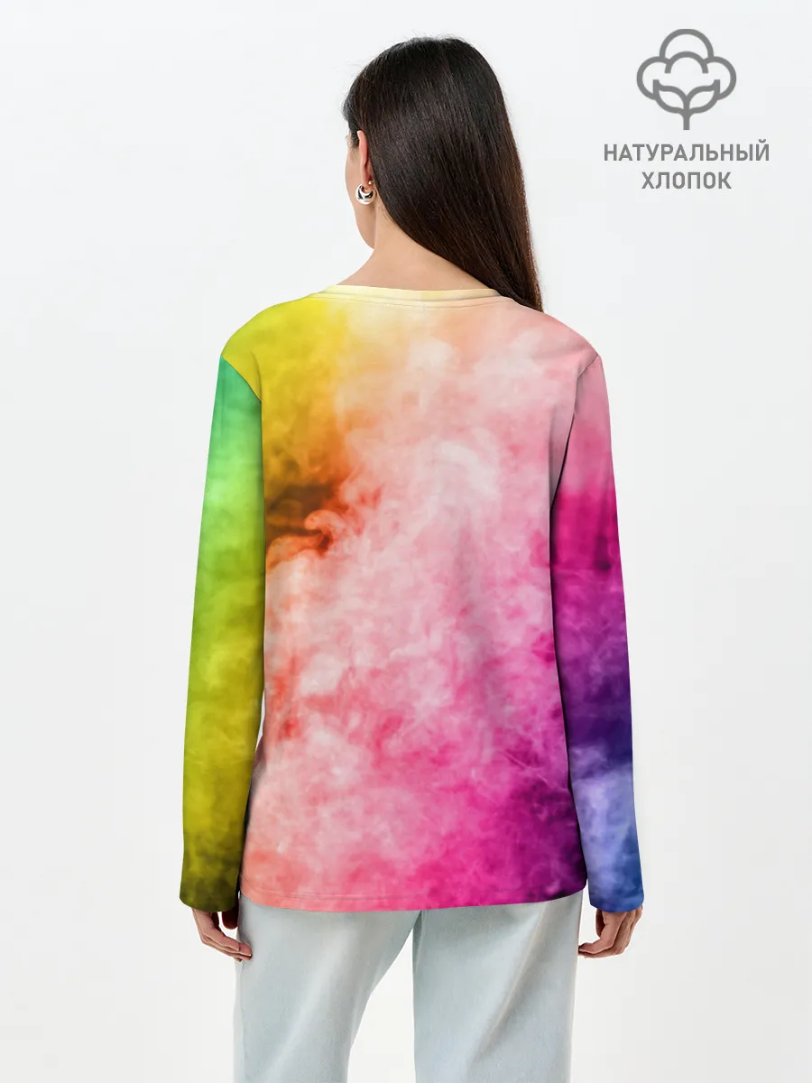 Лонгслив женский. Хлопок / Радужный дым
