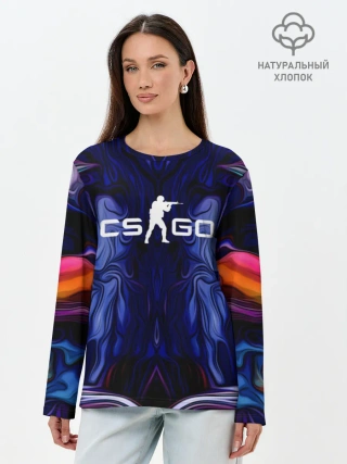 Лонгслив женский. Хлопок / CS GO WAVES SKIN