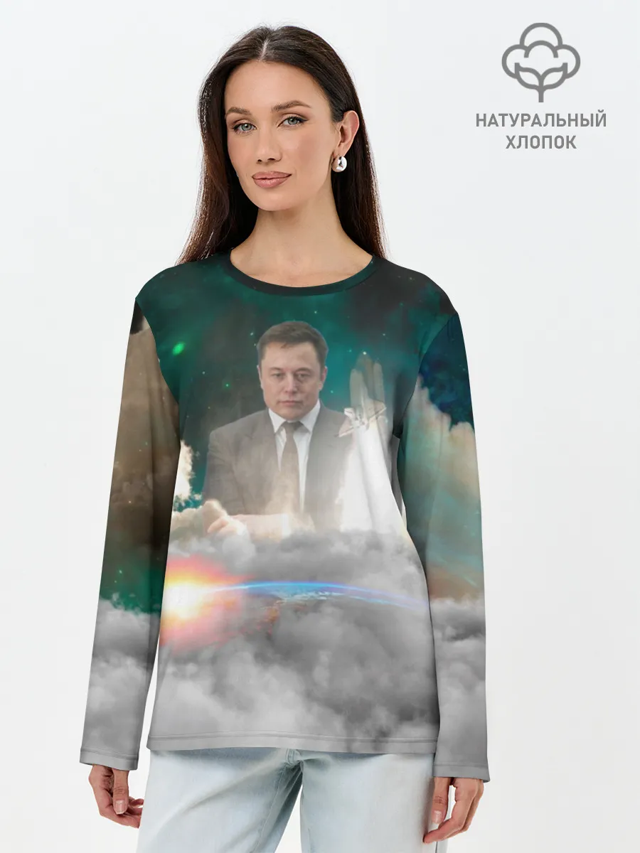 Лонгслив женский. Хлопок / Elon Musk Thinker