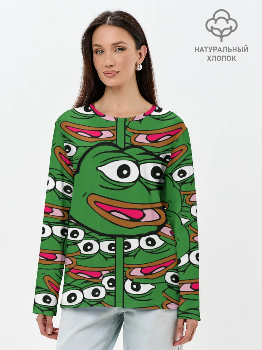 Лонгслив женский. Хлопок / Good / Sad frog