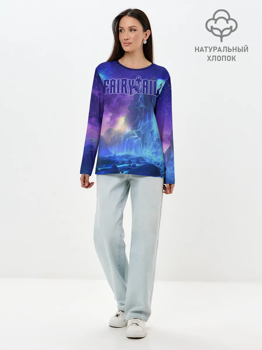 Лонгслив женский. Хлопок / Водопад Фейри Тейл