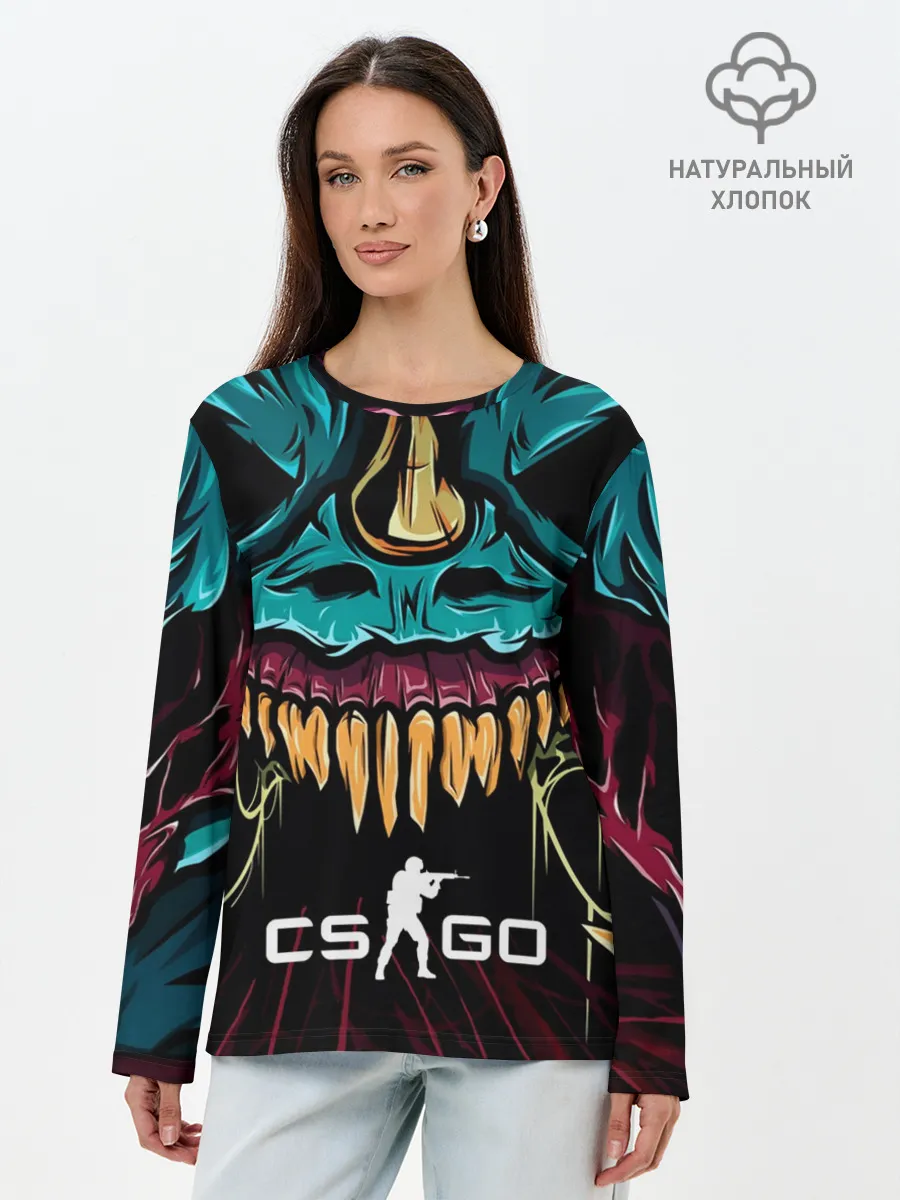 Лонгслив женский. Хлопок / CS GO hyper beast skin