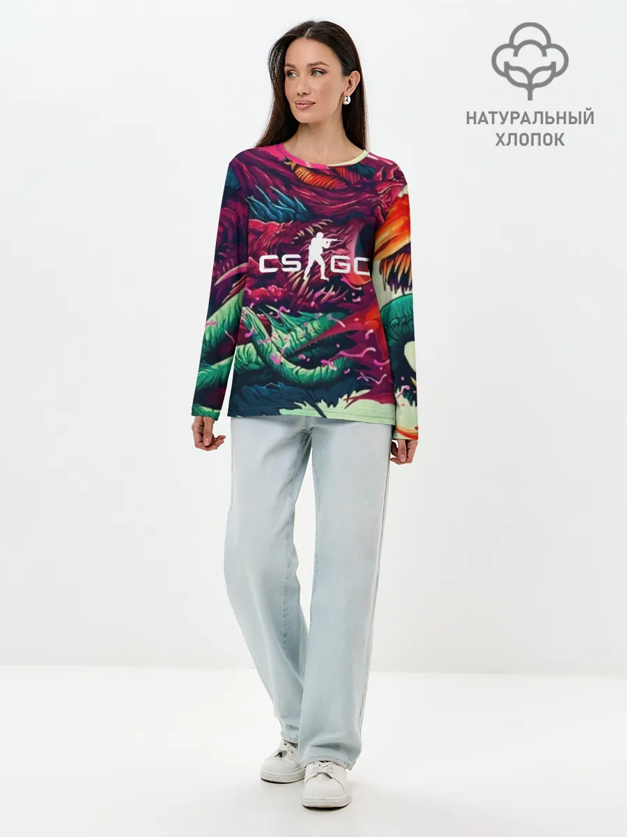 Лонгслив женский. Хлопок / CS GO hyper beast skin