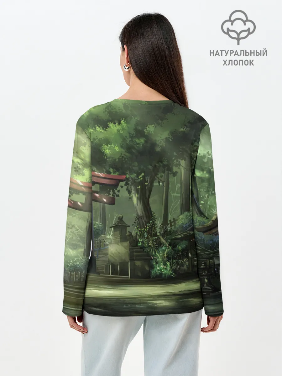 Лонгслив женский. Хлопок / Фейри Тейл лес