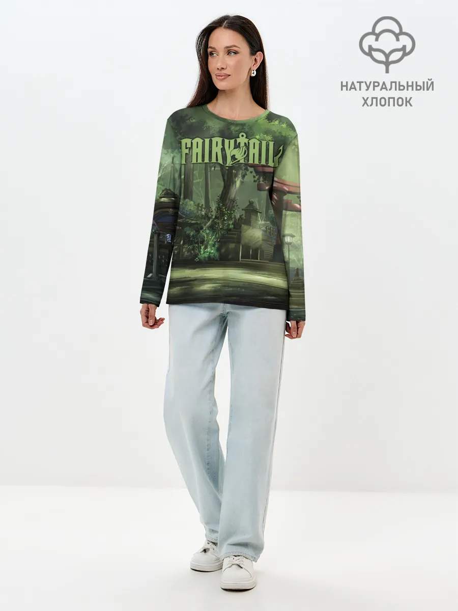 Лонгслив женский. Хлопок / Фейри Тейл лес