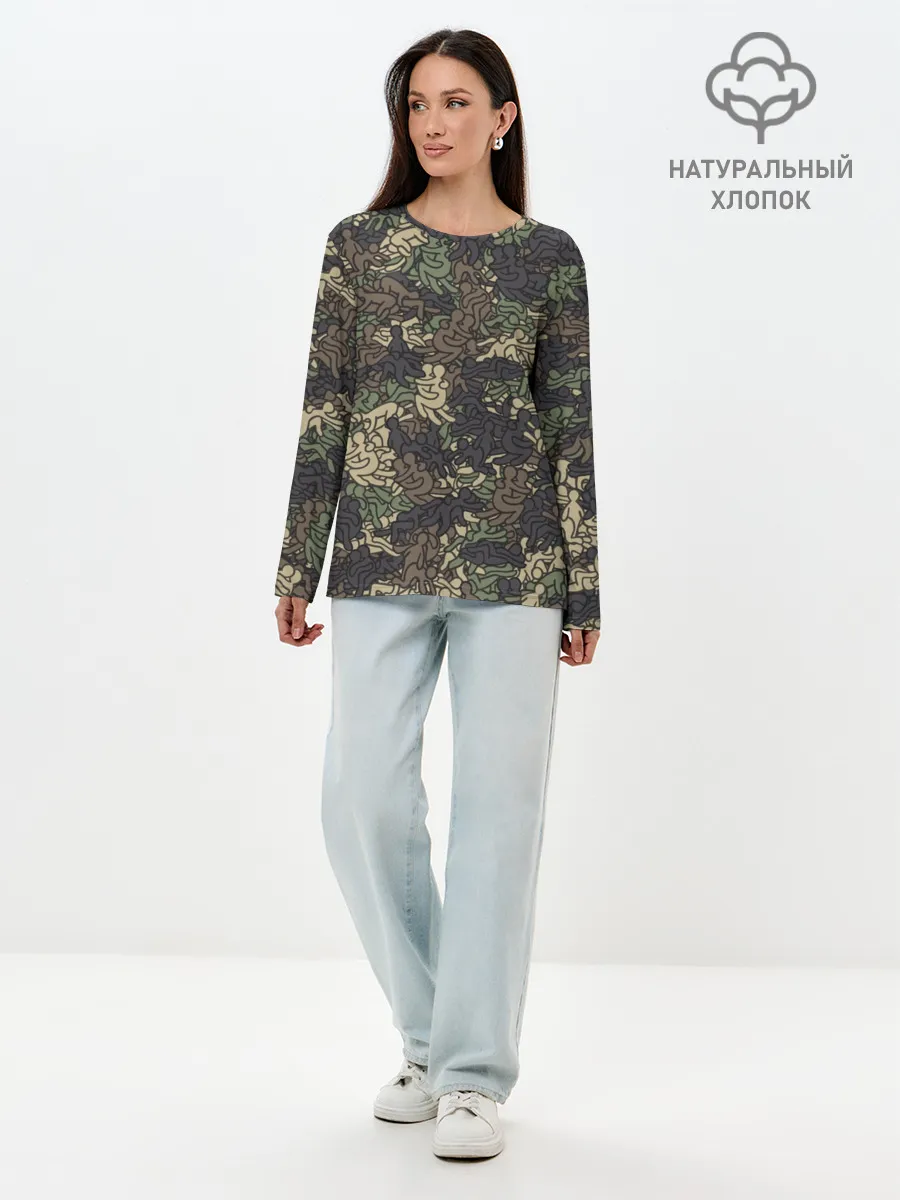 Лонгслив женский. Хлопок / Камуфляж с секс позами