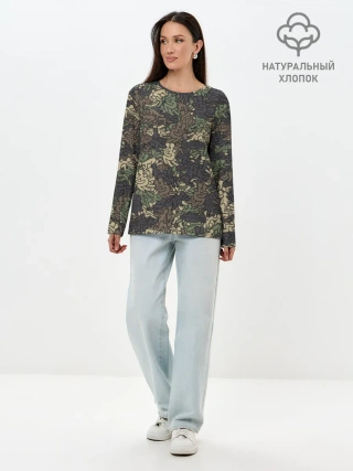 Лонгслив женский. Хлопок / Камуфляж с секс позами