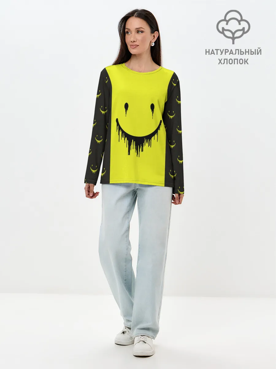 Лонгслив женский. Хлопок / Смайлик