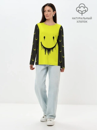Лонгслив женский. Хлопок / Смайлик