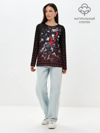 Лонгслив женский. Хлопок / Юмэко Джабами с картами