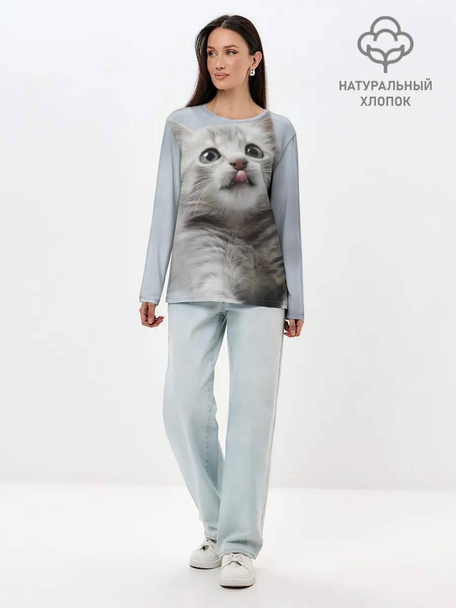 Лонгслив женский. Хлопок / Котенок