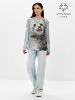 Лонгслив женский. Хлопок / Котенок