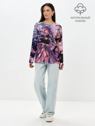 Лонгслив женский. Хлопок / Anime Girl tree