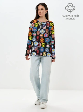 Лонгслив женский. Хлопок / ЛОГО ФУТБОЛЬНЫХ КОМАНД