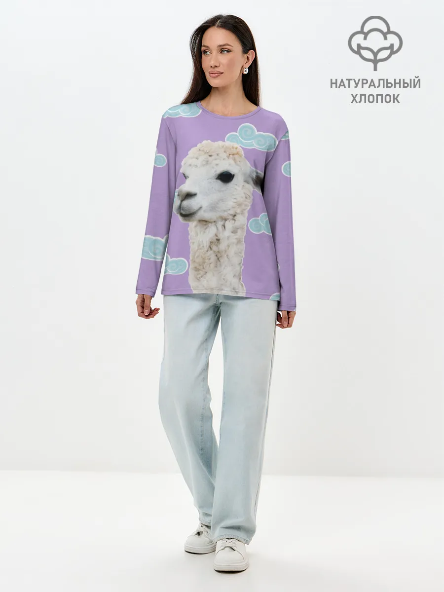 Лонгслив женский. Хлопок / Облачная лама