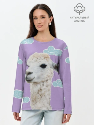 Лонгслив женский. Хлопок / Облачная лама