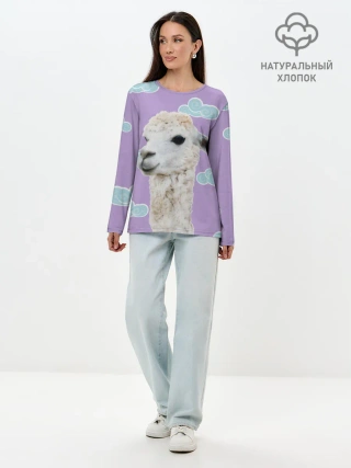 Лонгслив женский. Хлопок / Облачная лама